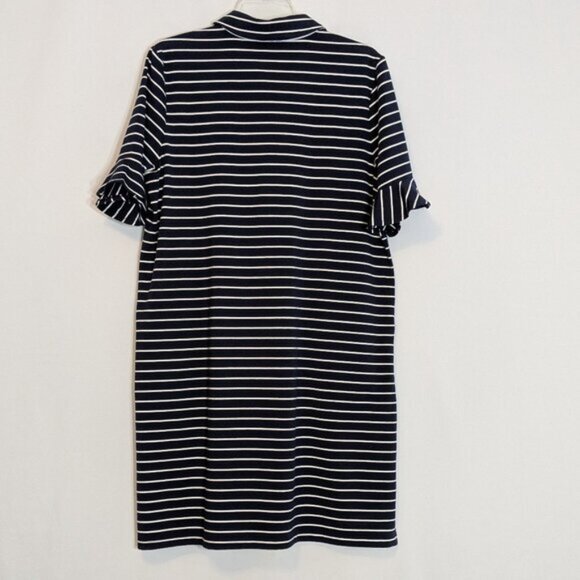 CHICO'S Zenergy UPF, Navy w White Stripes Short Sleeve Short Shift Dress; Size L - Picture 2 of 4